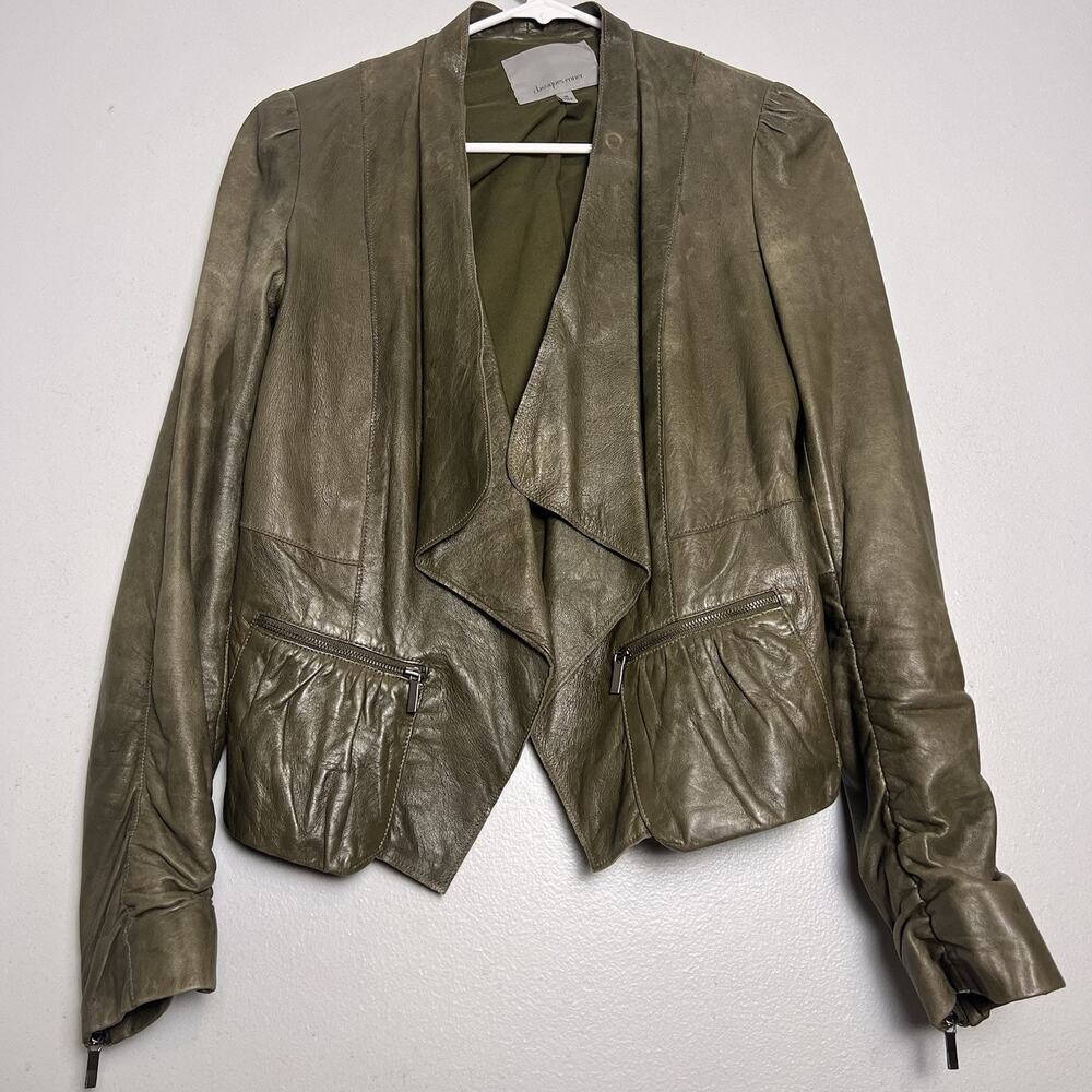 Classiques Entier Women's 100% Leather Jacket Green Sz XS Soft Lightweight